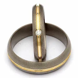 Trauringe in Titanium und Gold 0,03 ct