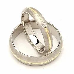 Trauringe in 14 Karat Silber und 14 Karat Gold 0,030 ct