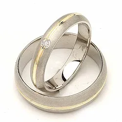 Trauringe in 14 Karat Silber und 14 Karat Gold 0,030 ct