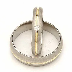 Trauringe in 14 Karat Silber und 14 Karat Gold 0,030 ct