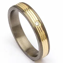 Trauring in Titanium und Gold 0,025 ct