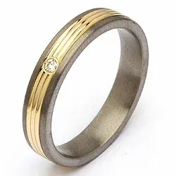 Trauring in Titanium und Gold 0,025 ct