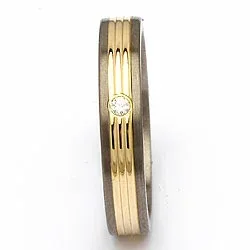 Trauring in Titanium und Gold 0,025 ct