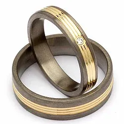 Trauringe in Titanium und Gold 0,025 ct