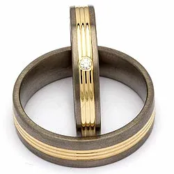 Trauringe in Titanium und Gold 0,025 ct