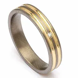 Trauring in Titanium und Gold 0,025 ct