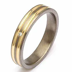 Trauring in Titanium und Gold 0,025 ct