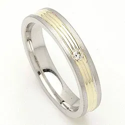 Trauring in 14 Karat Silber und 14 Karat Gold 0,025 ct