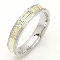 Trauring in 14 Karat Silber und 14 Karat Gold 0,025 ct