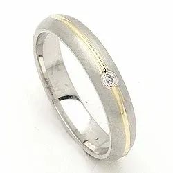 Trauring in 14 Karat Silber und 14 Karat Gold 0,030 ct