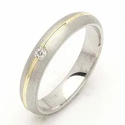 Trauring in 14 Karat Silber und 14 Karat Gold 0,030 ct