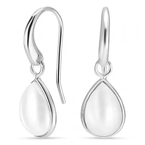 Tropfen weißem Perle Ohrringe in Silber