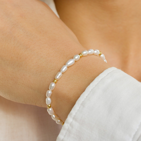 Perle Armband aus vergoldetem Sterlingsilber