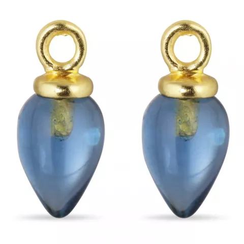 dunkelblauem Bergkristall Anhänger für Ohrringe in vergoldetem Silber