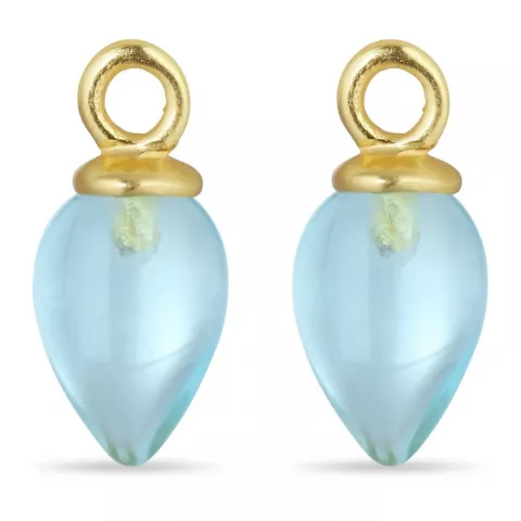 blauem Bergkristall Anhänger für Ohrringe in vergoldetem Silber