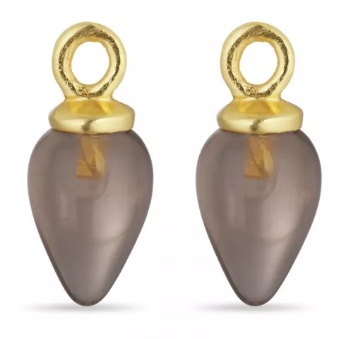 Rauchquarz Anhänger für Ohrringe in vergoldetem Silber