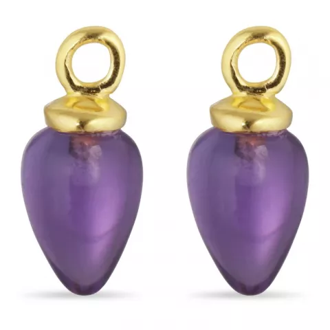 violettem Bergkristall Anhänger für Ohrringe in vergoldetem Silber