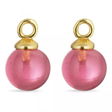8 mm pink Bergkristall Anhänger für Ohrringe in vergoldetem Silber