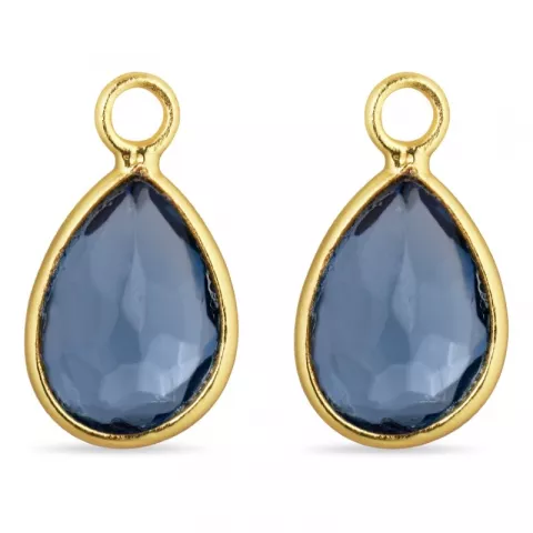Tropfen blauem Bergkristall Anhänger für Ohrringe in vergoldetem Silber
