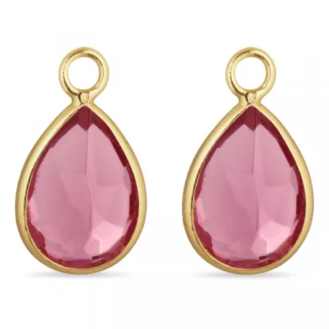 Tropfen pink Bergkristall Anhänger für Ohrringe in vergoldetem Silber