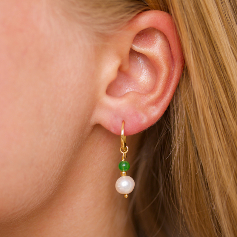 lange grünem Aventurin Ohrringe in vergoldetem Sterlingsilber - Loom Stones