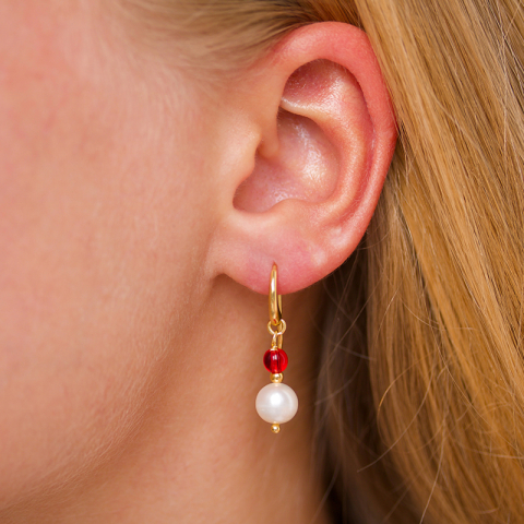 lange pink Bergkristall Ohrringe in vergoldetem Silber - Loom Stones