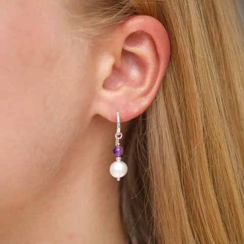 lange lila Amethyst Ohrringe in Silber
