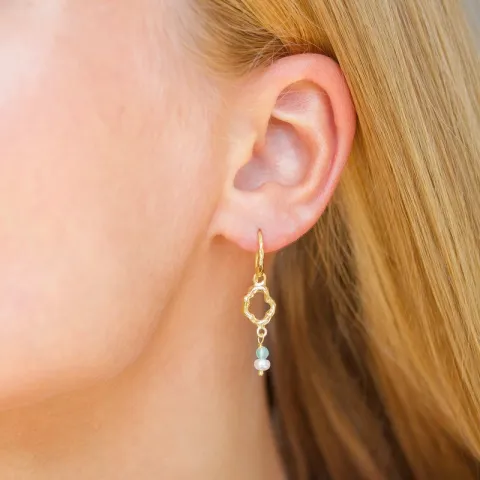 blauem Jadestein Ohrringe in vergoldetem Silber - Loom Stones