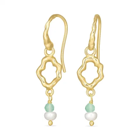 blauem Jadestein Ohrringe in vergoldetem Silber - Loom Stones