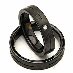 Trauringe in Schwarzer Stahl 0,025 ct