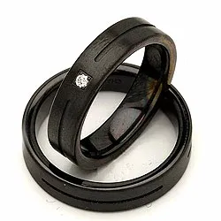 Trauringe in Schwarzer Stahl 0,025 ct