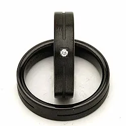 Trauringe in Schwarzer Stahl 0,025 ct