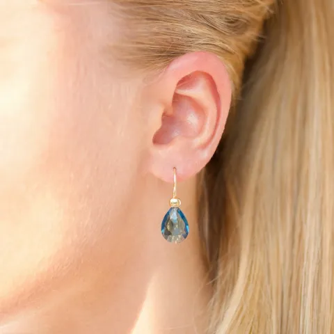 dunkelblauem Bergkristall Ohrringe in vergoldetem Silber - Loom Stones
