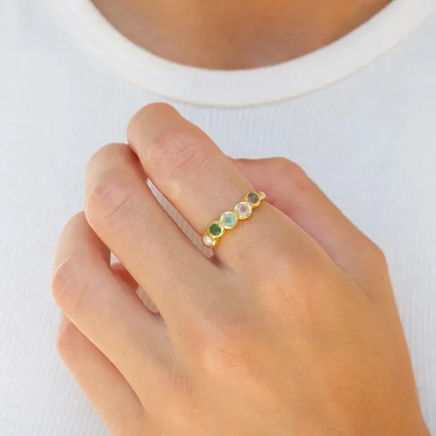 mehrfarbigem Ring aus vergoldetem Sterlingsilber