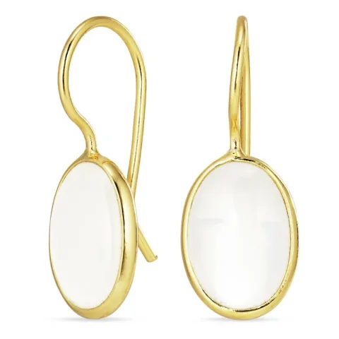 ovalen Mondstein Ohrringe in vergoldetem Silber - Loom Stones