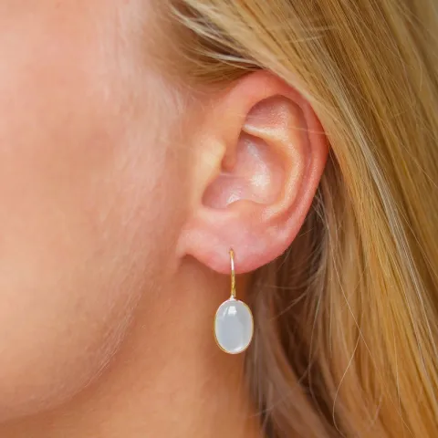 ovalen Mondstein Ohrringe in vergoldetem Silber - Loom Stones