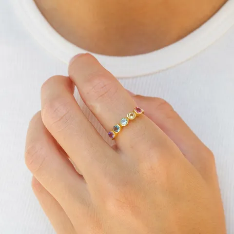 mehrfarbigem Ring aus vergoldetem Sterlingsilber