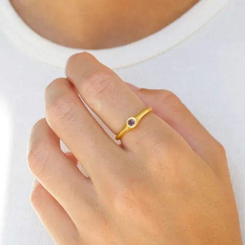 pink Bergkristall Ring aus vergoldetem Sterlingsilber