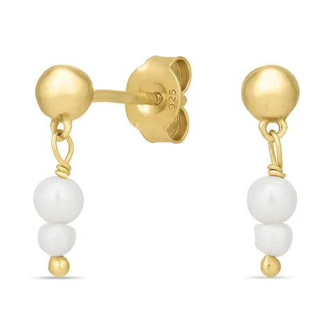 weißem Perle Ohrringe in vergoldetem Silber