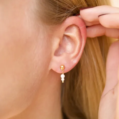 weißem Perle Ohrringe in vergoldetem Silber