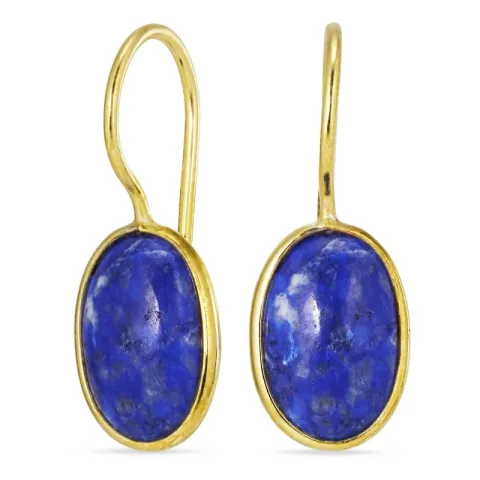 ovalen Lapis Lazuli Ohrringe in vergoldetem Silber