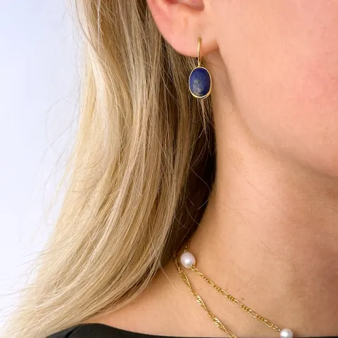 ovalen Lapis Lazuli Ohrringe in vergoldetem Silber