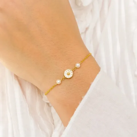 Marguerite Perle Armband aus vergoldetem Sterlingsilber
