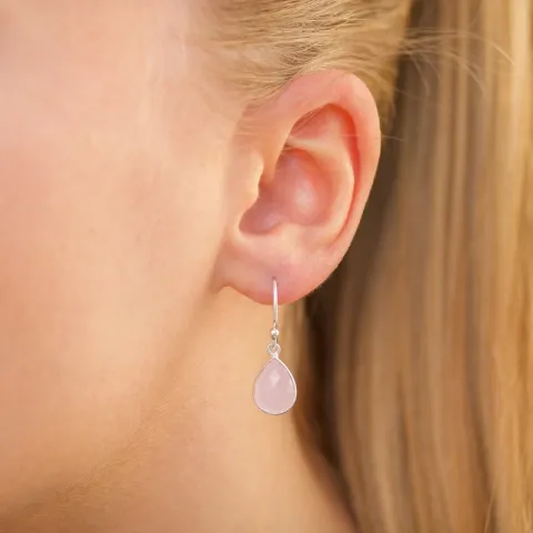 Tropfen pink Bergkristall Ohrringe in Silber - Loom Stones