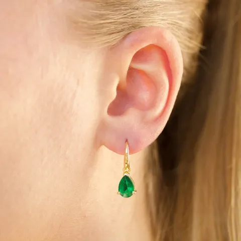 Tropfen dunkelgrüner Bergkristall Ohrringe in vergoldetem Silber - Loom Stones