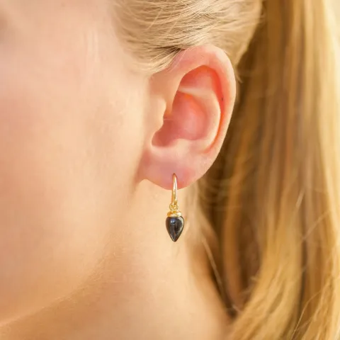 schwarzem Onyx Ohrringe in vergoldetem Silber