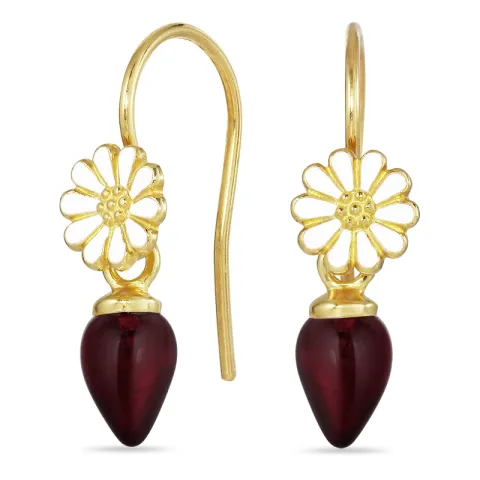 Marguerite rotem Bergkristall  Ohrhaken in vergoldetem Silber