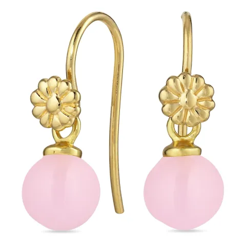 Blumen rose Bergkristall Ohrhaken in vergoldetem Silber