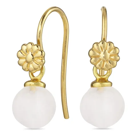 Blumen Mondstein Ohrhaken in vergoldetem Silber