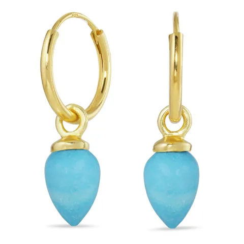 12 mm Türkis Kreole in vergoldetem Silber